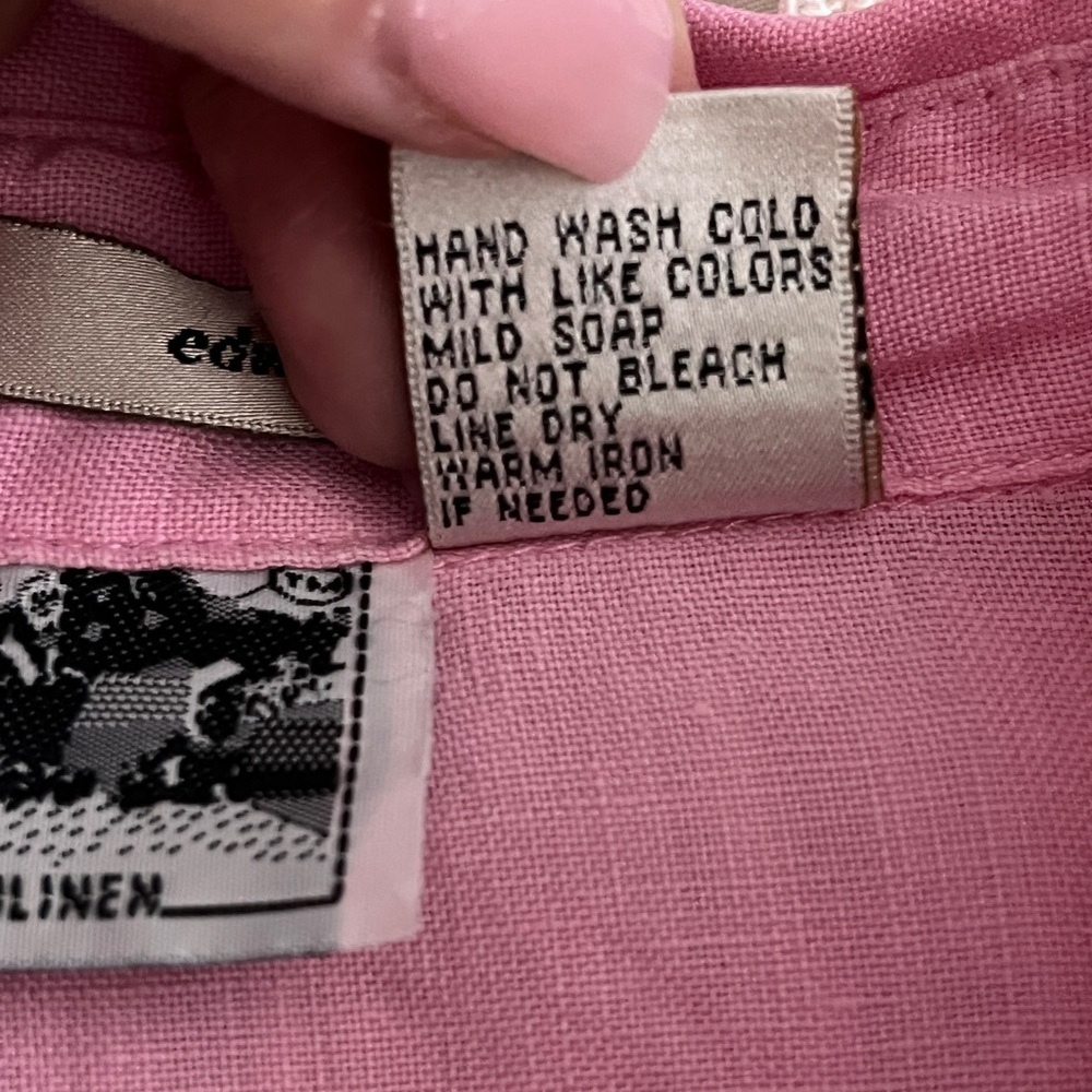 Edward Irish Linen Pink Embroidered Women's Top XL - Picture 6 of 8